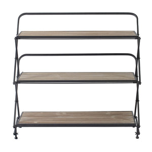 English Elm 34.3x16.9x32.7" Three Tier Fir Wood Iron Shelf Industrial Storage and Planter Stand W2078P499748