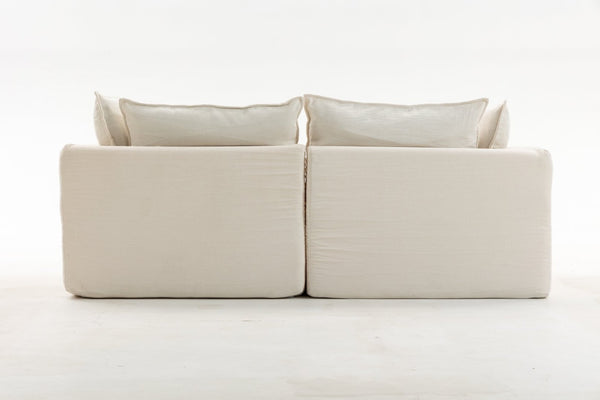 English Elm 74.8" Oversized Modular Cloud Sofa Deep Seat Cotton Linen Upholstered Living Room Couch Ancient White W2530P458026