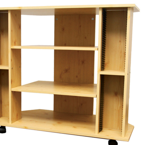 English Elm 35" Wooden TV Stand Natural Finish - 35" x 30" Compact Media Console, 85lb Capacity, Shelves for 3 Components & 52 CDs B072115895