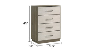 English Elm Gem Modern 4-Drawer Chest In Two-Tone Beige & Brown - Stylish Storage Solution For Any Bedroom B009P254156