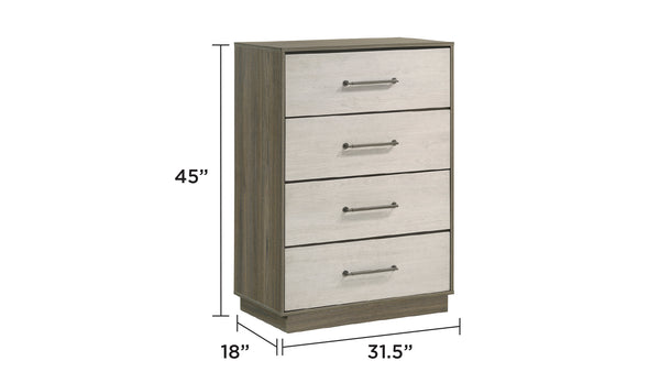 English Elm Gem Modern 4-Drawer Chest In Two-Tone Beige & Brown - Stylish Storage Solution For Any Bedroom B009P254156