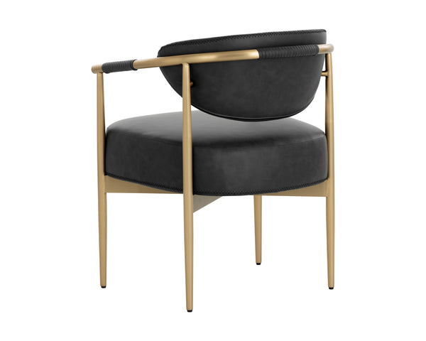 Sunpan Heloise Dining Armchair – Stylish Faux Leather With Gold Stainless Steel Detailing For Elegance Black Faux Leather 111934