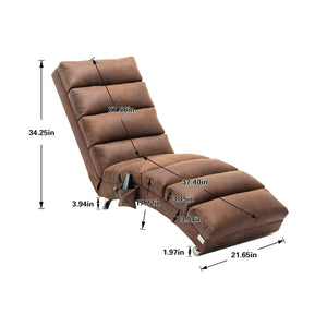 English Elm Linen Ergonomic Massage Chaise Lounge with Remote, 140° Recliner Long Lounger for Office Home W395P184846