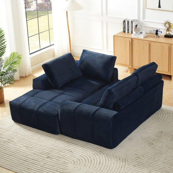 English Elm Faux Fur Tufted Oversized Sectional Plush Sleeper Sofa for Living Room Lounge W2339S00061