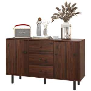 English Elm Homcom Rustic Buffet Cabinet With Adjustable Shelves, Drawers & Cupboards – Versatile Coffee Bar & Organizer W2225P200429