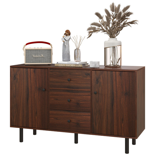 English Elm Homcom Rustic Buffet Cabinet With Adjustable Shelves, Drawers & Cupboards – Versatile Coffee Bar & Organizer W2225P200429
