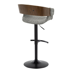 English Elm Elisa Mid-century Swivel Barstools Set of 2 with Grey Woven Fabric and Walnut Footrest B202S00825