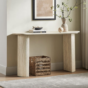 English Elm 55.12 Inch Faux Marble Mdf Console Table Slim Entryway Sofa Surface Modern Style W2582P385334