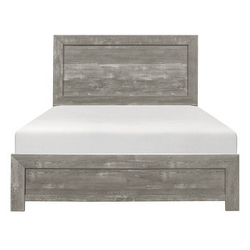 English Elm Adia Queen Bed Plank Panel Headboard Rustic Gray Veneer Architectural Bedroom Frame B056P416824