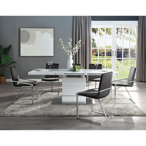 English Elm Grey Velvet Side Chairs (Set of 2) with Chrome Sled Base, Lozenge Back, Wood Legs & Metal Caps for Modern Comfort B062P209297