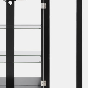 English Elm Curio Lighted Display Cabinet with Mirrored Back, Tempered Glass Doors, Solid Wood Legs, Compact Black W1693P216943