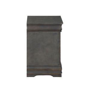 English Elm Solid Solid Pine Nightstand with 2 Drawers, Dark Gray Finish, Metal Hardware, Elegant Molding and Pull Handles for Stylish Bedroom Storage B016P261428
