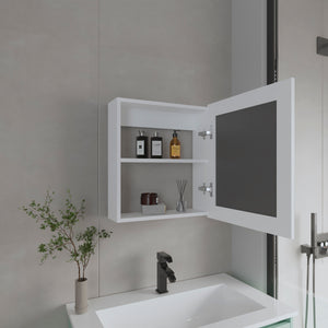 English Elm Medicine Compact Wall Cabinet with Mirror Door, Engineered Wood Storage, Durable, Space-Saving Design White 24.8 L x 20.08 W x 3.94 H B097P250869