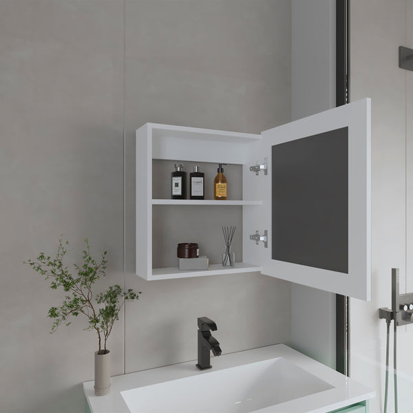 English Elm Medicine Compact Wall Cabinet with Mirror Door, Engineered Wood Storage, Durable, Space-Saving Design White 24.8 L x 20.08 W x 3.94 H B097P250869