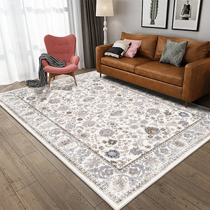 English Elm Area Rug 6X9 Vintage Bohemian Non-Slip Floral Design In Light Khaki/Beige - Washable & Durable! W2907P265118