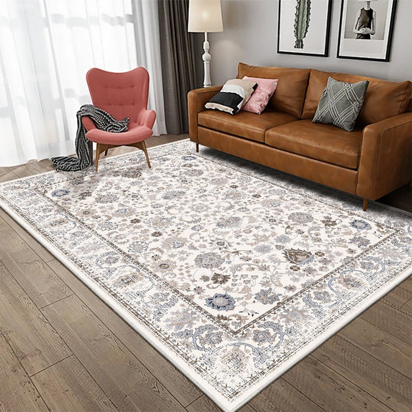 English Elm Area Rug 6X9 Vintage Bohemian Non-Slip Floral Design In Light Khaki/Beige - Washable & Durable! W2907P265118