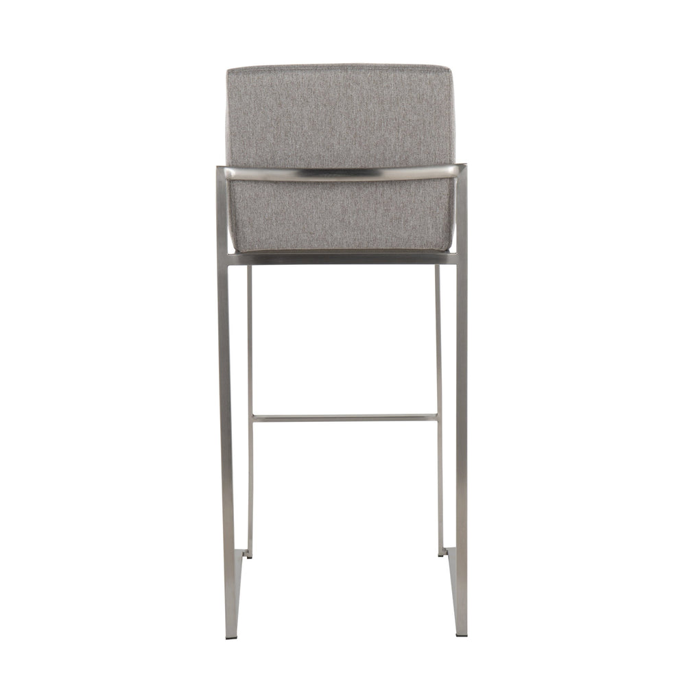 English Elm Fuji High Back Barstool Set Of 2 In Grey Fabric & Stainless Steel - Modern Comfort For Your Home B202P222192
