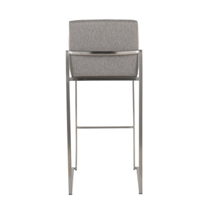 English Elm Fuji High Back Barstool Set Of 2 In Grey Fabric & Stainless Steel - Modern Comfort For Your Home B202P222192