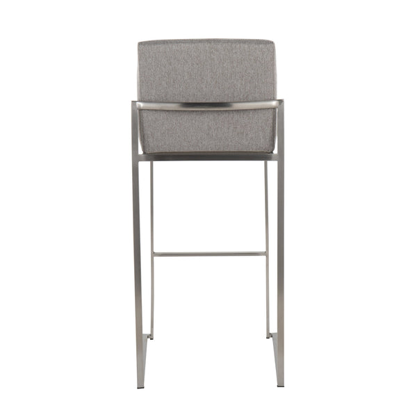 English Elm Fuji High Back Barstool Set Of 2 In Grey Fabric & Stainless Steel - Modern Comfort For Your Home B202P222192