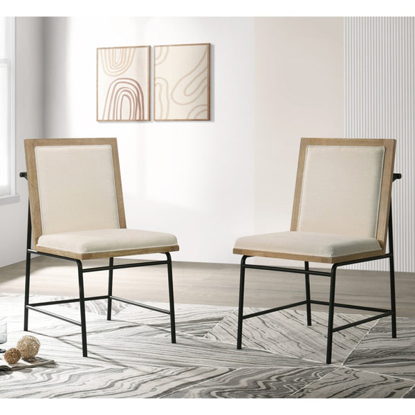 English Elm Set Of 2 Fabric Upholstered Dining Chairs With Oak Finish - Comfortable, Durable & Stylish Design B016P392412-GIGA