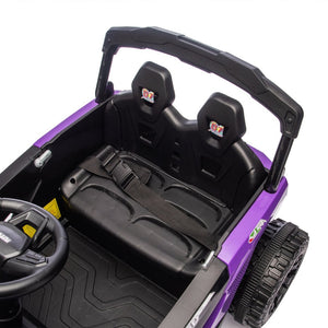 English Elm 24v Kids Utv Ride on with Dual 80w Motors Remote Control and Four Wheel Suspension Purple+Black W1578P343323