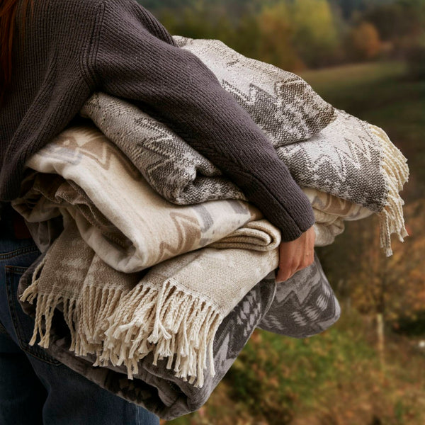English Elm 1-piece King Jacquard Cotton Blend Blanket Aztec Woven Soft Breathable Bedroom Layer Ivory B035P437486