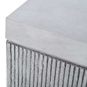 English Elm U_style Outdoor Mgo Propane Tank Cover Table Fluted Stone Finish Patio Side Accent Gray N711P410564E