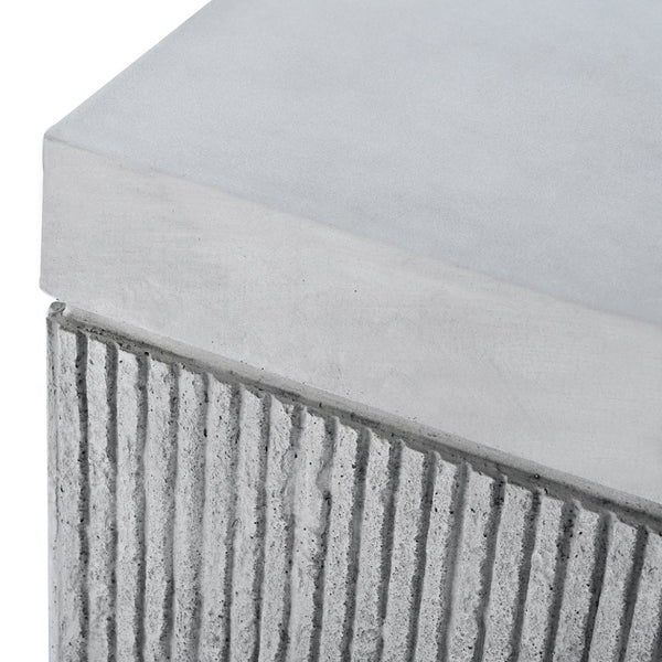 English Elm U_style Outdoor Mgo Propane Tank Cover Table Fluted Stone Finish Patio Side Accent Gray N711P410564E