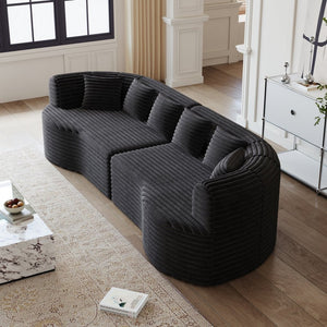 English Elm Curved Chenille Sectional Sofa Oversized Four Seat Cloud Foam Living Room Lounge W3505P355588