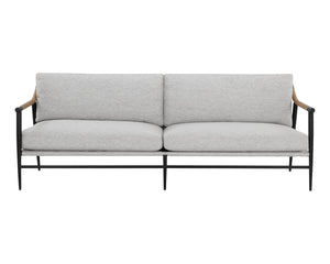 Sunpan MEADOW Sofa - Stylish Mid-Century Modern in Vault Fog with Durable Performance Fabric & Oak Armrests 110822