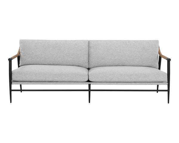 Sunpan MEADOW Sofa - Stylish Mid-Century Modern in Vault Fog with Durable Performance Fabric & Oak Armrests 110822
