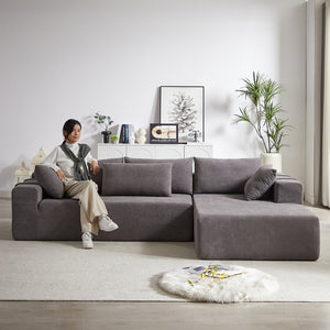 English Elm Modern Chenille Modular Sectional Sofa Set - Stylish L-Shaped Couch With Right Chaise & 6 Pillows W834P240002