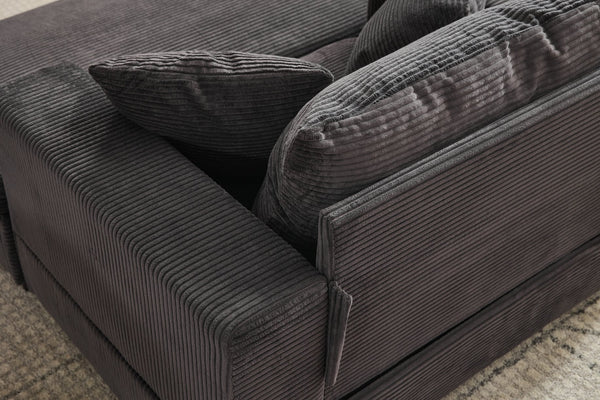 English Elm Chaise Lounge Chair With Storage Ottoman - Stylish Sleeper Sofa, Soft Corduroy, Versatile Comfort W1170P353053