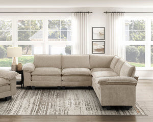 English Elm Modern 5-Piece Modular Sectional Sofa Set In Plush Taupe Chenille For Stylish Comfort & Durability B011S01810