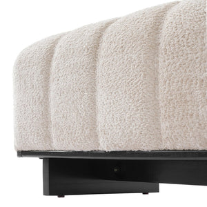 English Elm Indoor Channel Tufted Chenille Upholstered Bench Rubberwood Legs Entryway Dining N779P367309B
