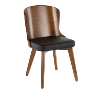 English Elm Bocello Mid-century Accent Chair Bamboo Slatted Back Faux Leather Seat Walnut Legs B202P223832