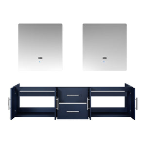 English Elm Navy Blue Double Bath Vanity 72" W With 2 Led Mirrors, Ample Storage & Modern Design For Elegance B2731S00551