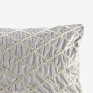 English Elm Oblong Luxe Velvet Foxtail Stitch Pillow with Hand Beading, Plush Goose Feather Insert, 22x15" Silver 14.96 L x 22.05 W x 3.94 H B035129193
