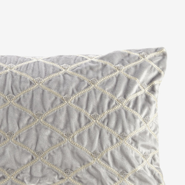 English Elm Oblong Luxe Velvet Foxtail Stitch Pillow with Hand Beading, Plush Goose Feather Insert, 22x15" Silver 14.96 L x 22.05 W x 3.94 H B035129193