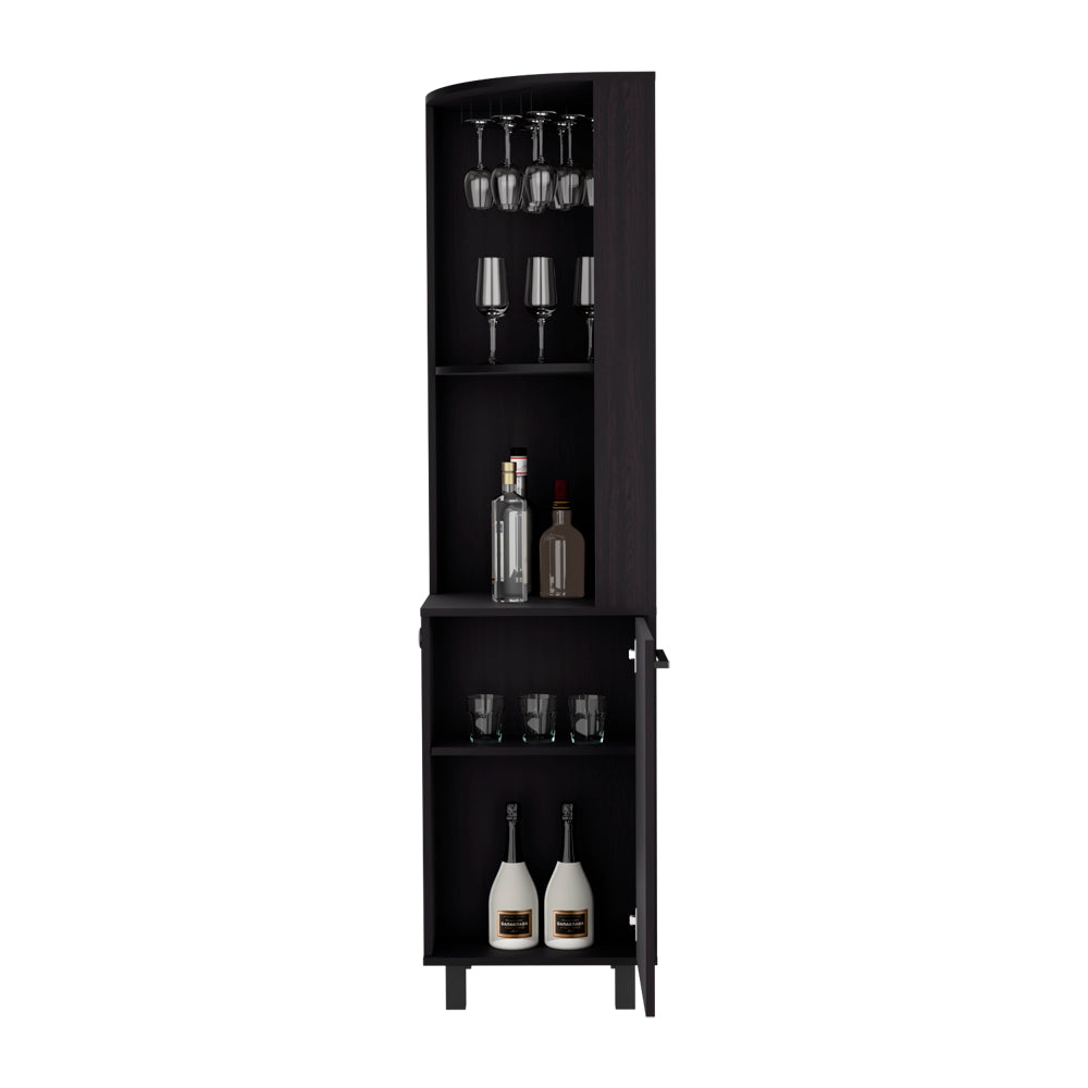 English Elm Corner Bar Cabinet Cleveland Black - Space-Saving Engineered Wood Corner Storage with Shelves, Durable Finish B092S00294