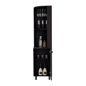 English Elm Corner Bar Cabinet Cleveland Black - Space-Saving Engineered Wood Corner Storage with Shelves, Durable Finish B092S00294