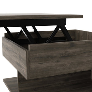 English Elm Portland Lift Top Coffee Table with Rolling Casters, Hidden Storage Compartment & Open Shelf Design Brown 27 L x 26 W x 5 H B128P148792