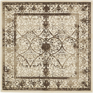 Unique Loom La Jolla Traditional Machine Made Floral Rug Beige, Beige/Brown/Ivory/Light Brown 7' 10" x 7' 10"