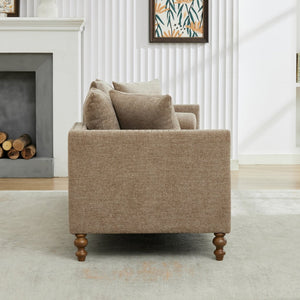 English Elm 75.2'' Chenille Upholstered Daybed Chaise with Nailhead Trim and Rubberwood Legs Taupe W3188S00057