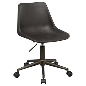 English Elm Ralston Brown Upholstered Office Chair with Ergonomic Curved Seat, Soft Padding, Smooth Casters, Stylish Comfort B062P331104