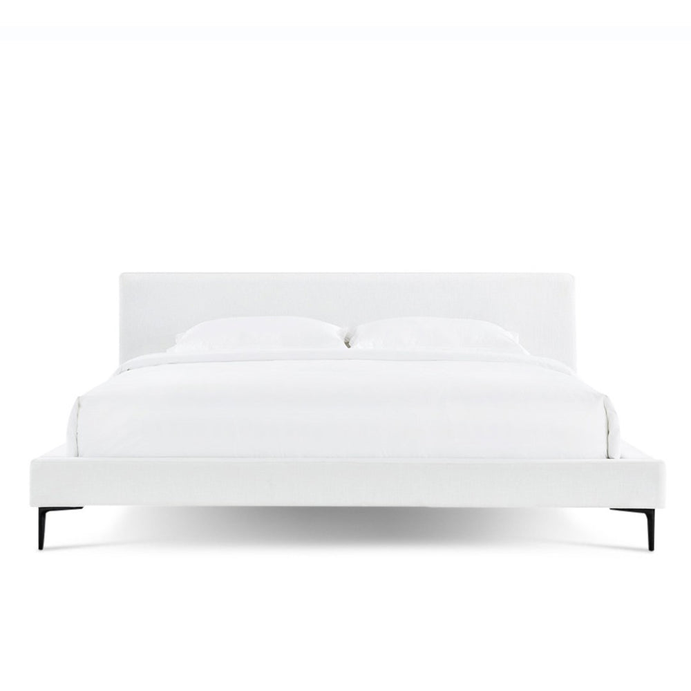 English Elm Brooke King Platform Bed Woven Upholstery Foam Padded Mid-century Matte Steel Legs B353S00011