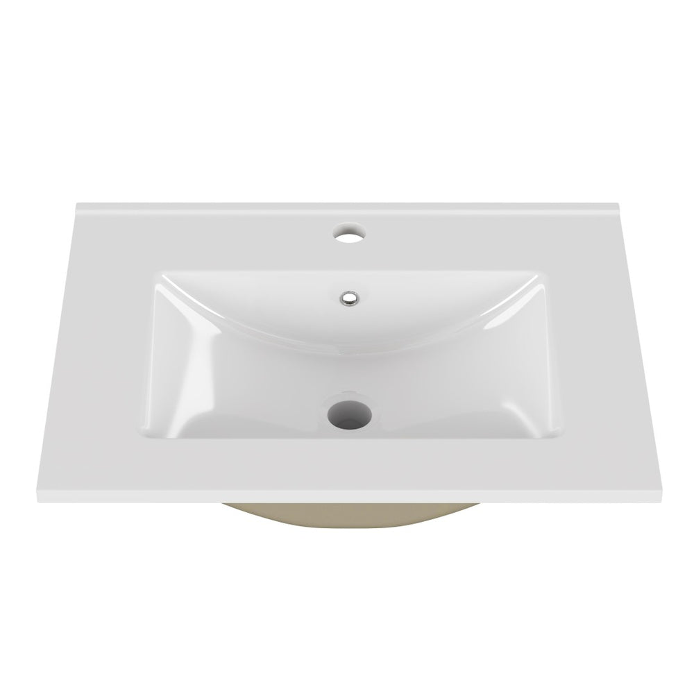 English Elm 24-inch Ceramic Undermount Bathroom Sink Gloss White Glaze with Pre-drilled Faucet Opening W3151P264908