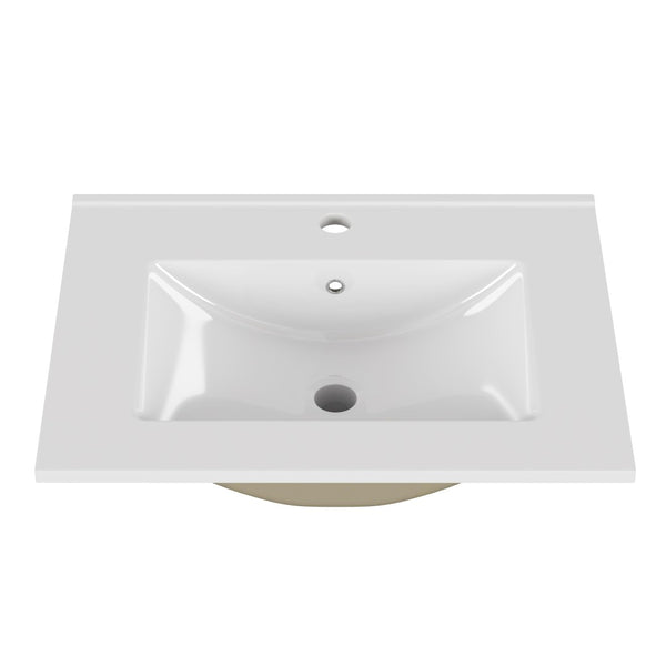 English Elm 24-inch Ceramic Undermount Bathroom Sink Gloss White Glaze with Pre-drilled Faucet Opening W3151P264908