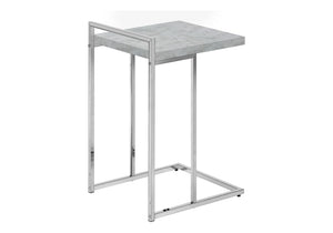 English Elm Accent C-Shaped Table - Modern Grey Laminate & Chrome Metal Design For Snacks, Laptops & More! B2710P219378