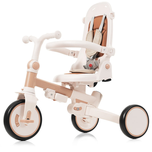 English Elm 7 in 1 Convertible Toddler Trike Aluminum Foldable Push Bike with Canopy for Ages 1 to 6 Light Brown N726P248345B